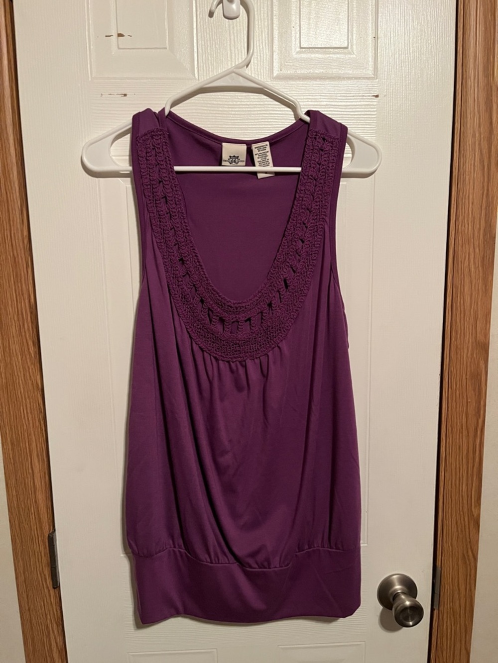 Route 66 Purple Crochet Yoke Tank Top